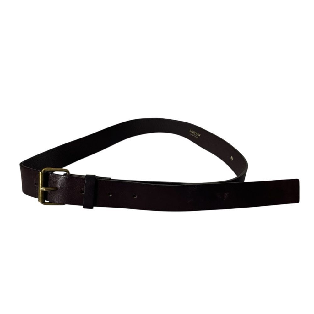 Lanvin Leather Belt Women's XS Brown Gold Tone Buckle Minimalist Classic France - Picture 5 of 15